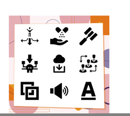Simple set of 9 icons related to deciding