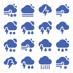 16 pack of wind scale  filled web icons set