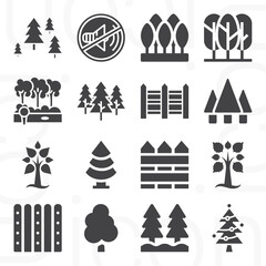 16 pack of timber  filled web icons set
