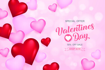 Valentines day sale background with heart. Vector illustration. Wallpaper, flyers, invitation, posters, brochure, banners