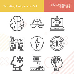 Simple set of cortical related lineal icons.