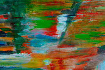abstract creative background: light bright chaotic spots of oil paint on linen canvas before tone priming