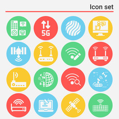 16 pack of orbital  filled web icons set