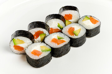 sushi set on the white background