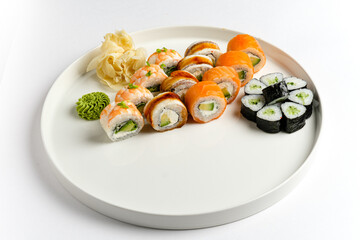 sushi set on the white background