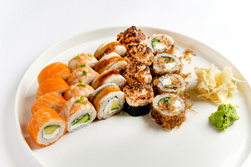 sushi set on the white background