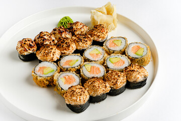 sushi set on the white background