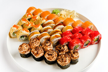 sushi set on the white background
