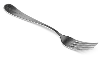 Silver dining fork isolated on white background