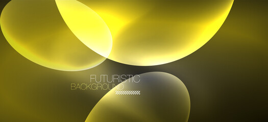Neon ellipses abstract backgrounds. Shiny bright round shapes glowing in the dark. Vector futuristic illustrations for covers, banners, flyers and posters and other