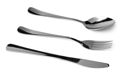Set of dining cutlery isolated on white background