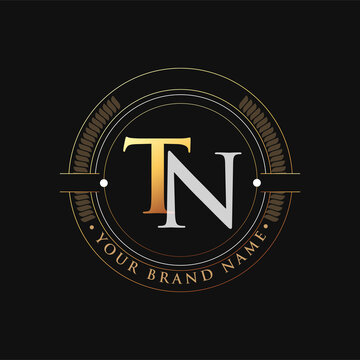 Initial Logo Letter TN With Golden Color With Ornaments And