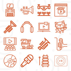 16 pack of genres  lineal web icons set