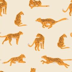 Leopard animal, cheetah still, in motion pattern