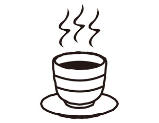 お茶の入った湯のみのベクターイラスト