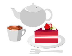 ケーキのベクターイラスト　ポット　カップ