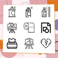 Simple set of 9 icons related to rough