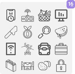 Simple set of put away related lineal icons.