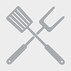 Crossed fork and spatula icon vector illustration design isolated