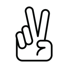 Fototapeta premium Hand gesture V sign for victory or peace line icon. Simple outline style for apps and websites. Vector illustration on white background. EPS 10
