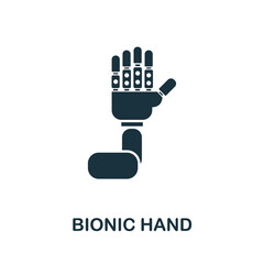 Bionic Hand icon. Simple element from technology collection. Filled monochrome Bionic Hand icon for templates, infographics and banners