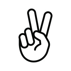 Hand gesture V sign for victory or peace line icon. Simple outline style for apps and websites. Vector illustration on white background. EPS 10