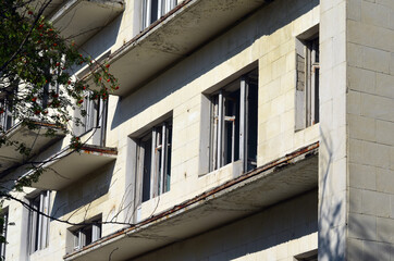 Ghost town in Eastern Europe.Former Soviet kids camp.Ukraine gets rid of the consequences of communism. Ruins. Kiev Region,Ukraine