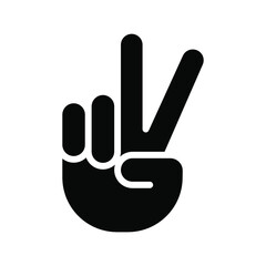 Hand gesture V sign for victory or peace glyph icon. Simple solid style for apps and websites. Vector illustration on white background. EPS 10