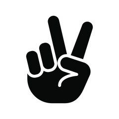 Hand gesture V sign for victory or peace glyph icon. Simple solid style for apps and websites. Vector illustration on white background. EPS 10