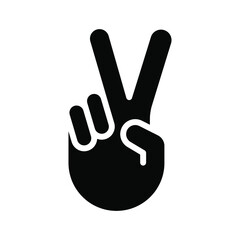 Hand gesture V sign for victory or peace glyph icon. Simple solid style for apps and websites. Vector illustration on white background. EPS 10