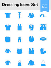 Set Of Dressing Icons Or Symbol In Blue And White Color.