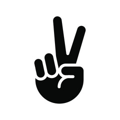 Hand gesture V sign for victory or peace glyph icon. Simple solid style for apps and websites. Vector illustration on white background. EPS 10
