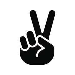 Hand gesture V sign for victory or peace glyph icon. Simple solid style for apps and websites. Vector illustration on white background. EPS 10