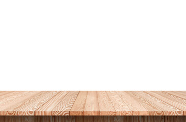 Wood shelf table isolated on white background, can be used for display or montage your product.