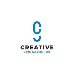 Creative combination logo design template letter C, J or G or number 9. Good for any business.