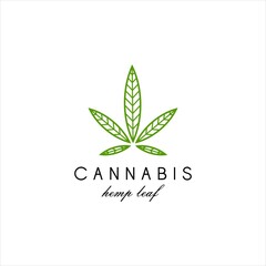 Cannabis Leaf Logo for CBD and Medical Hemp in Modern Minimalist Green Concept