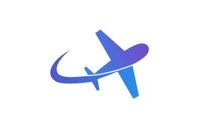 Modern minimalist flying plane logo or icon