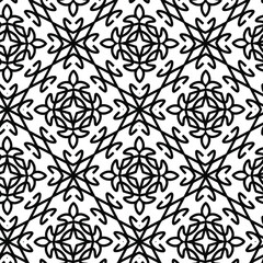 Geometric vector pattern with triangular elements. Seamless abstract ornament for wallpapers and backgrounds. Black and white colors.
