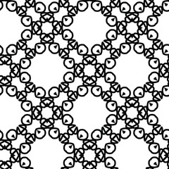  Geometric vector pattern with triangular elements. Seamless abstract ornament for wallpapers and backgrounds. Black and white colors