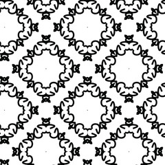  Geometric vector pattern with triangular elements. Seamless abstract ornament for wallpapers and backgrounds. Black and white colors