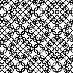 Geometric vector pattern with triangular elements. Seamless abstract ornament for wallpapers and backgrounds. Black and white colors