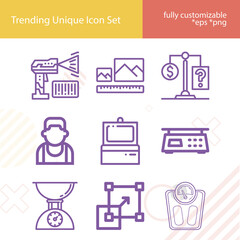 Simple set of intensity related lineal icons.