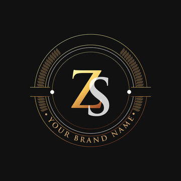 initial letter logo ZS gold and white color, with stamp and circle object, Vector logo design template elements for your business or company identity.