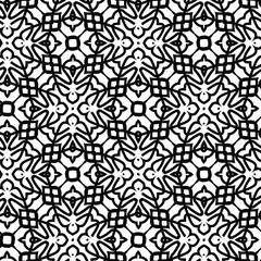  Geometric vector pattern with triangular elements. Seamless abstract ornament for wallpapers and backgrounds. Black and white colors.