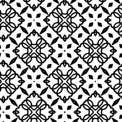  Geometric vector pattern with triangular elements. Seamless abstract ornament for wallpapers and backgrounds. Black and white colors.