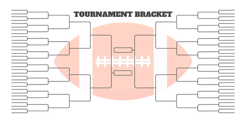 64 american football team tournament bracket championship template flat style design vector illustration isolated on white background. Championship bracket schedule american football game spreadsheet.