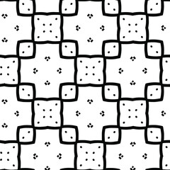 Geometric vector pattern with triangular elements. Seamless abstract ornament for wallpapers and backgrounds. Black and white colors.