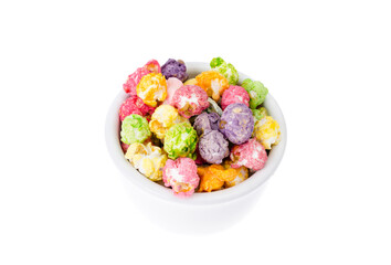 Sweet multicolor caramel Popcorn in white bow
