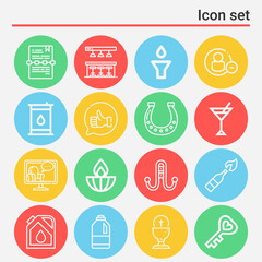 16 pack of close  lineal web icons set