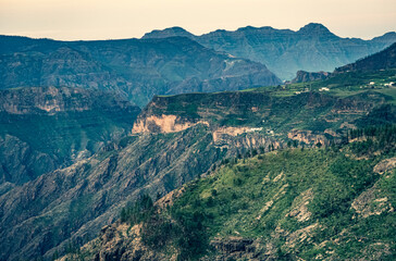 Fototapeta na wymiar View on the Gran Canaria Mountains from Artenara village